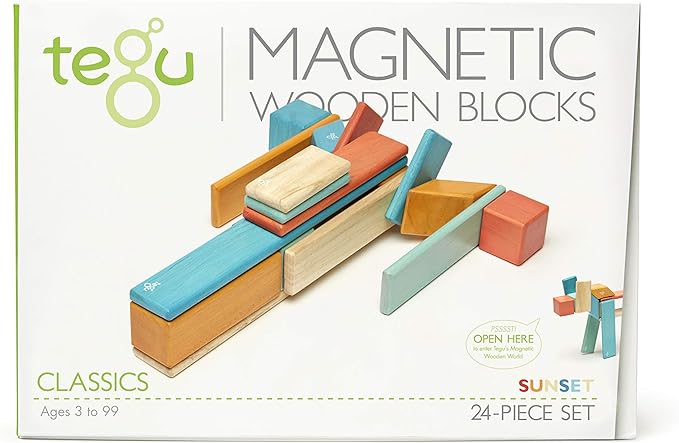 24 Piece Magnetic Wooden Block Set (Sunset)