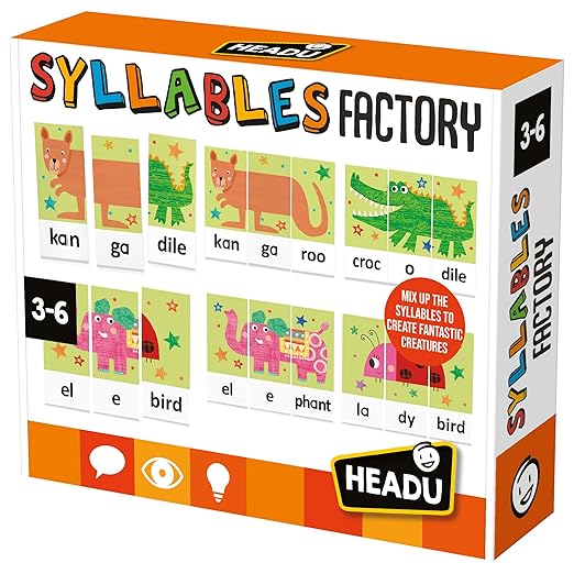 Headu Syllables Factory – Phonics Games Ages 3-6, Educational Toys for 3 4 5 6 Year Old Boys Girls, Preschool Kindergarten Learning Activities, Learning Syllables, Reading Games, Classroom Must Haves