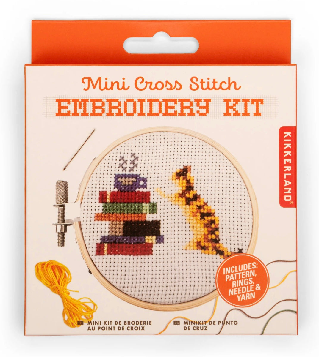 Cat and Books Mini Cross Stitch Embroidery