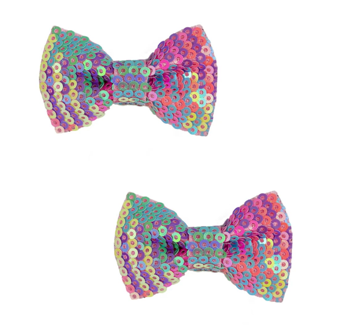 Rainbow Sequins Hair Bows, Set