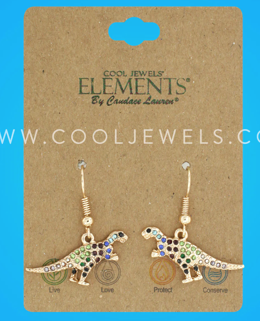Cool Jewels T-Rex with Multi-Colored Rhinestone Earrings