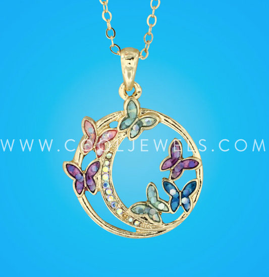 Butterfly Pendant on Link Chain Necklace