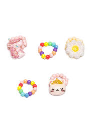 Flower, Kitty, Unicorn Elastic Ring Set