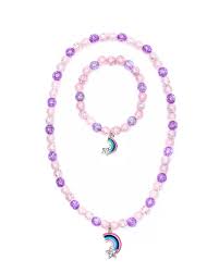 Purple Rainbow Necklace and Bracelet Set