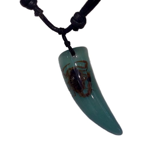 Glow In The Dark Tooth & Scorpion Pendant Necklace