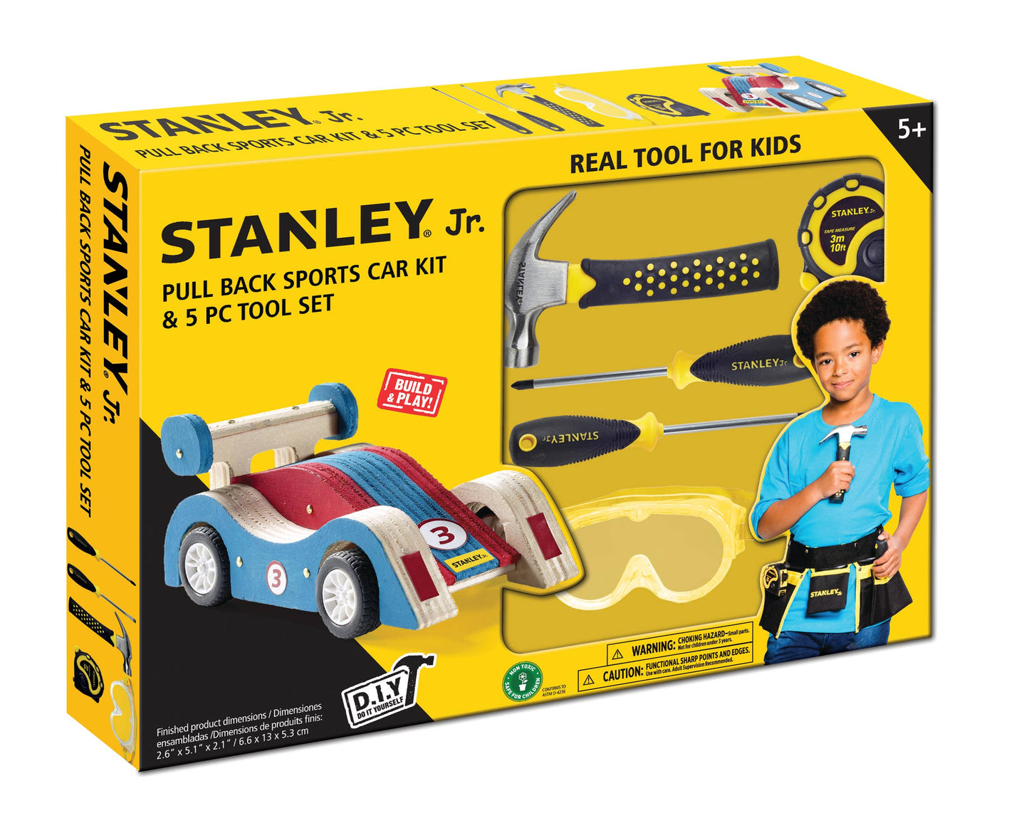 PULL BACK SPORTS CAR KIT & 5 PC TOOL SET