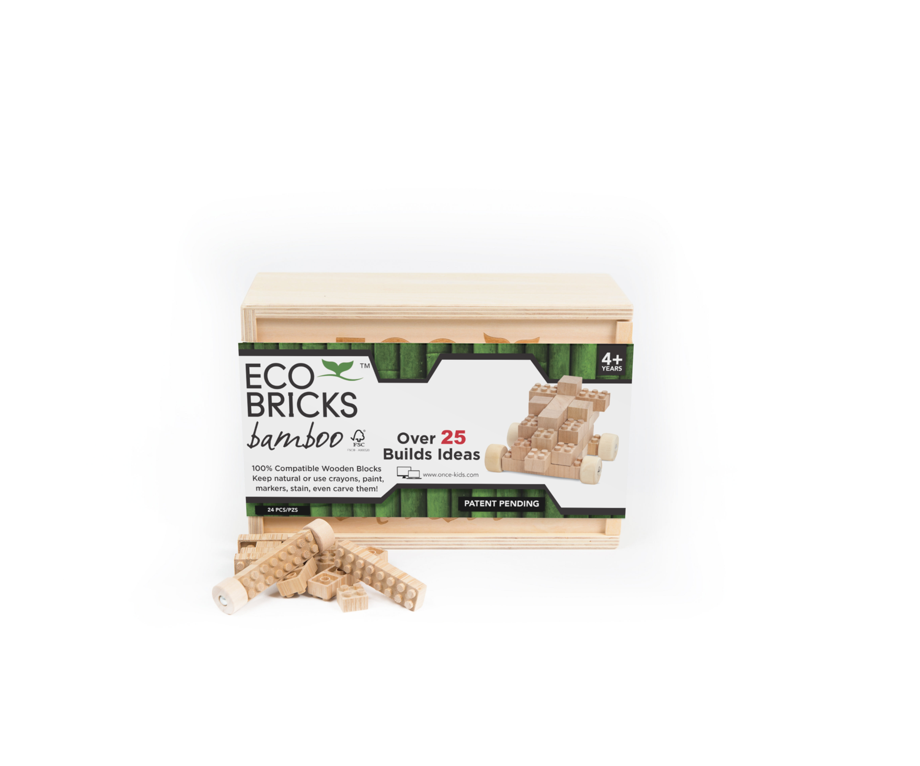 Bamboo Bricks Eco-friendly Construction Toys 24 Pieces