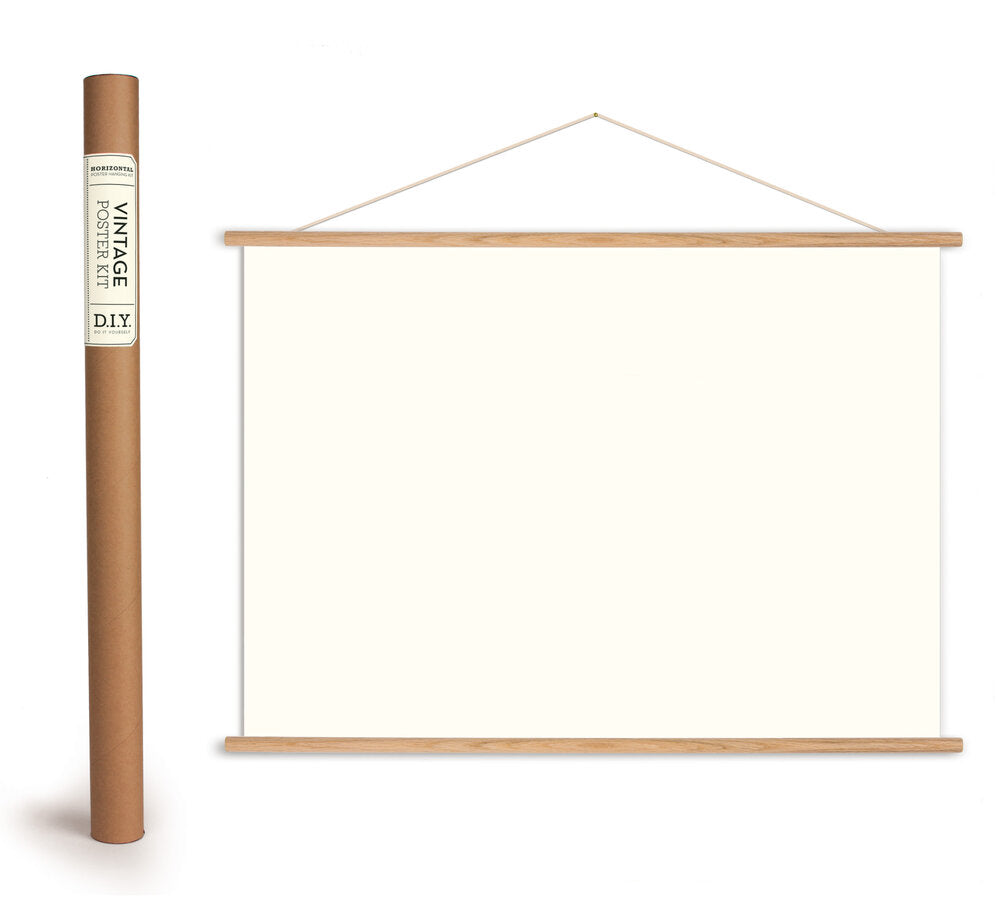 Poster hanging kit with wooden rods and twine string for hanging