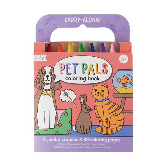 Carry Along! Coloring Book and Crayon Set - Pet Pals - Set of 9 Crayons