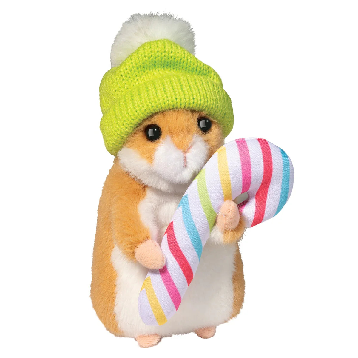 Hamster With Winter Hat And Candy Cane