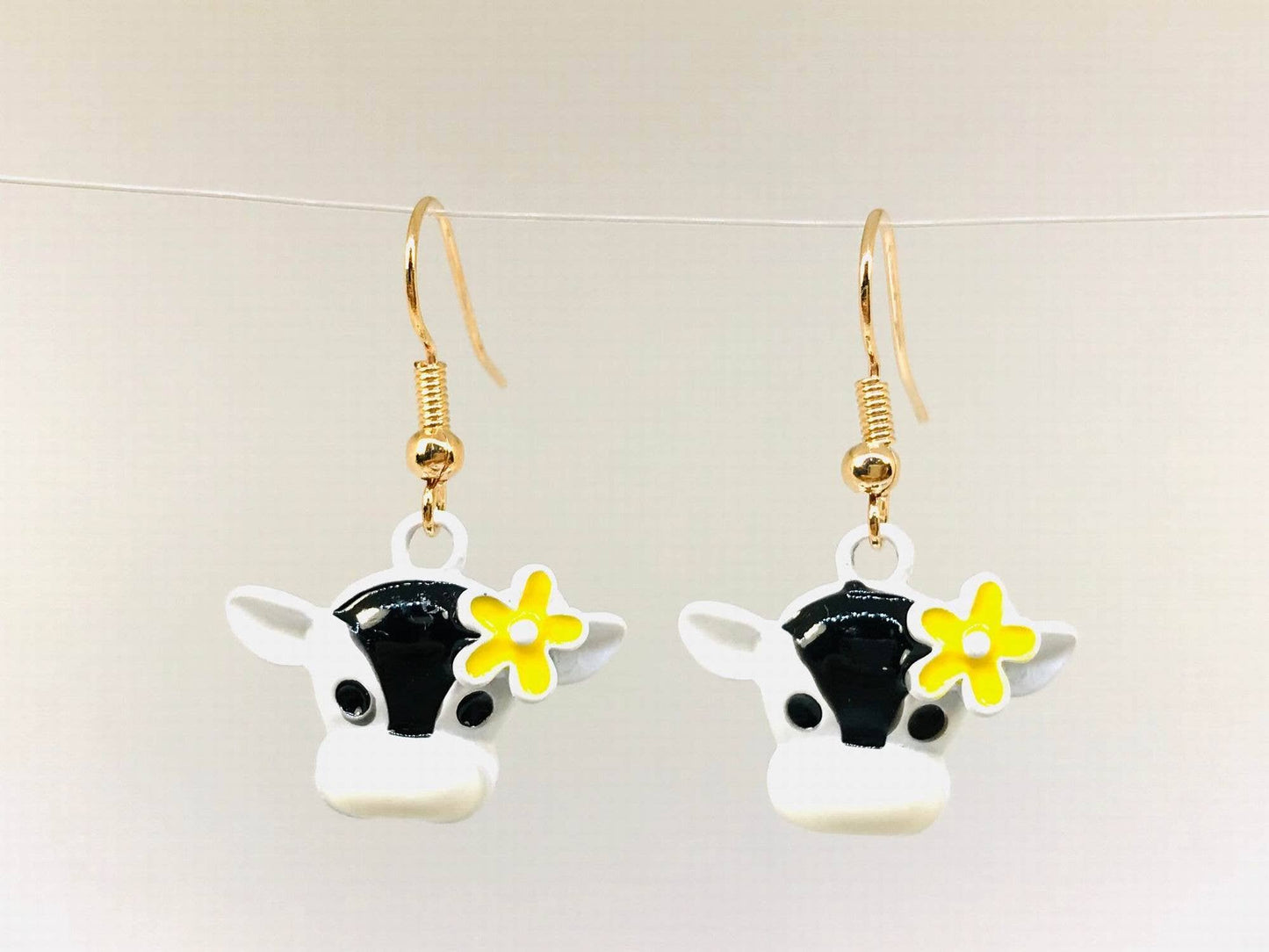 Cute White Milk Cow Earrings