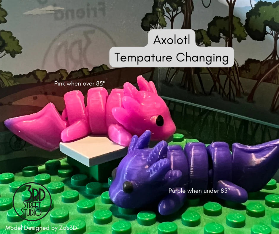 3d Printed Purple Color Changing Axolotl