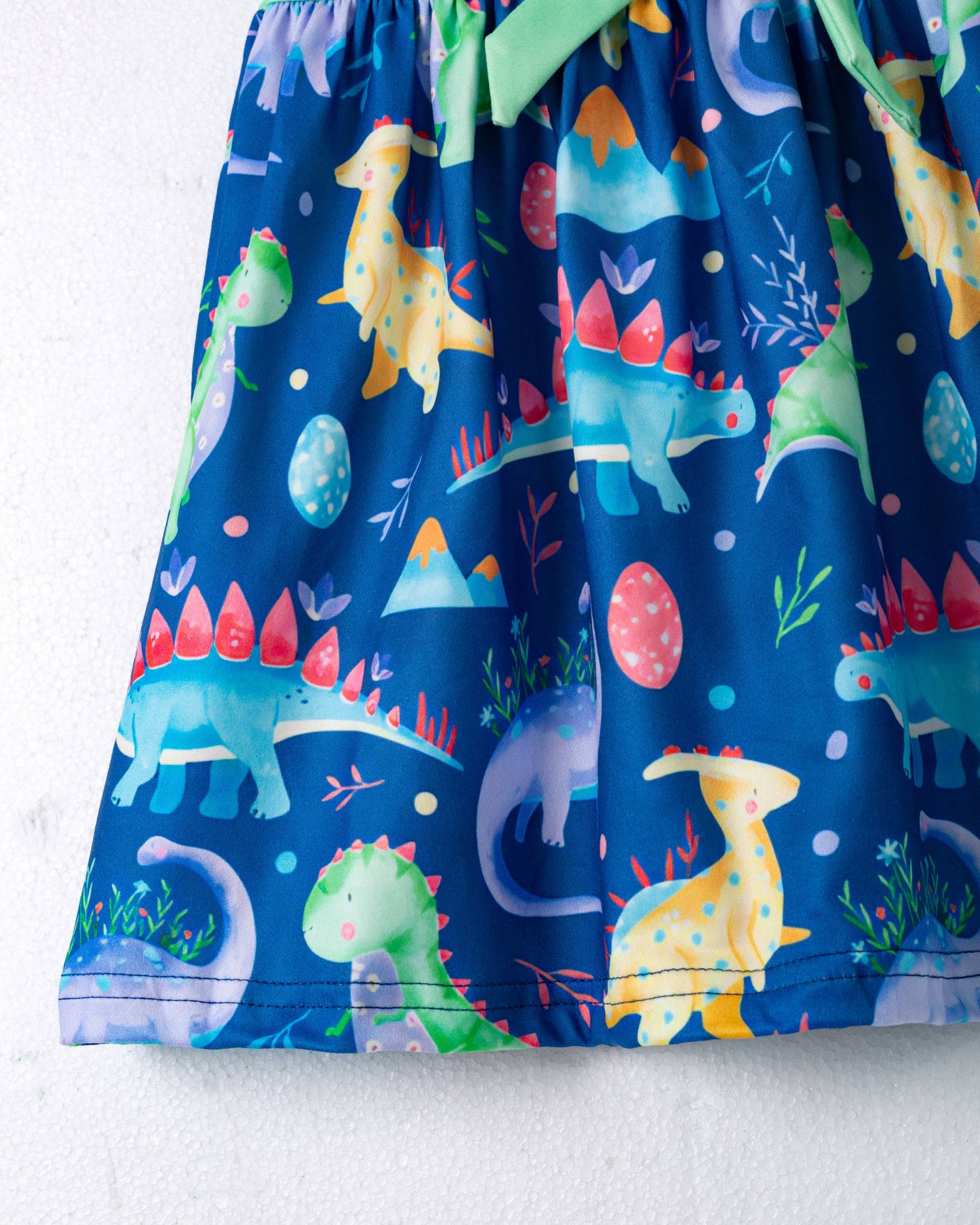 Blue Dinosaur Ruffle Girl Dress