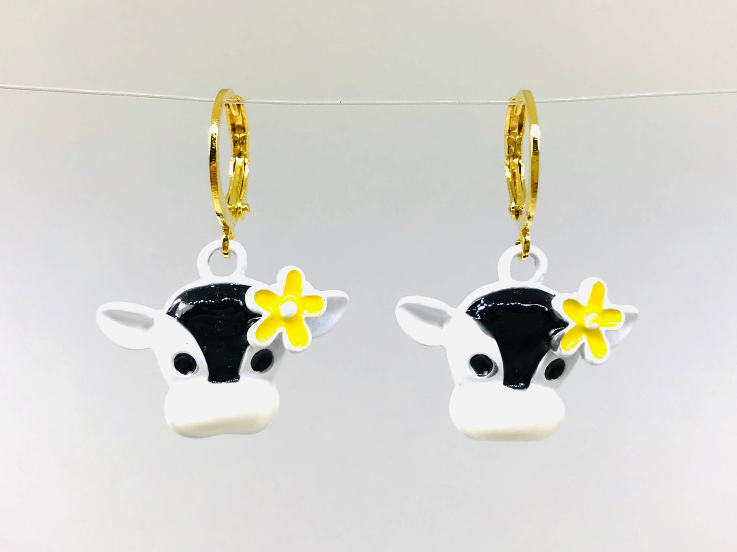 Cute White Milk Cow Earrings