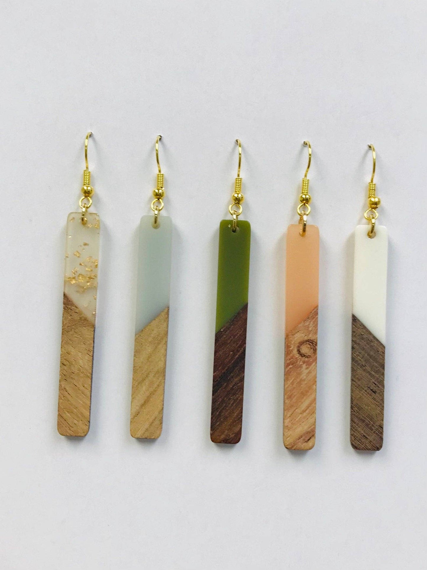 Resin Wood Bar Earrings