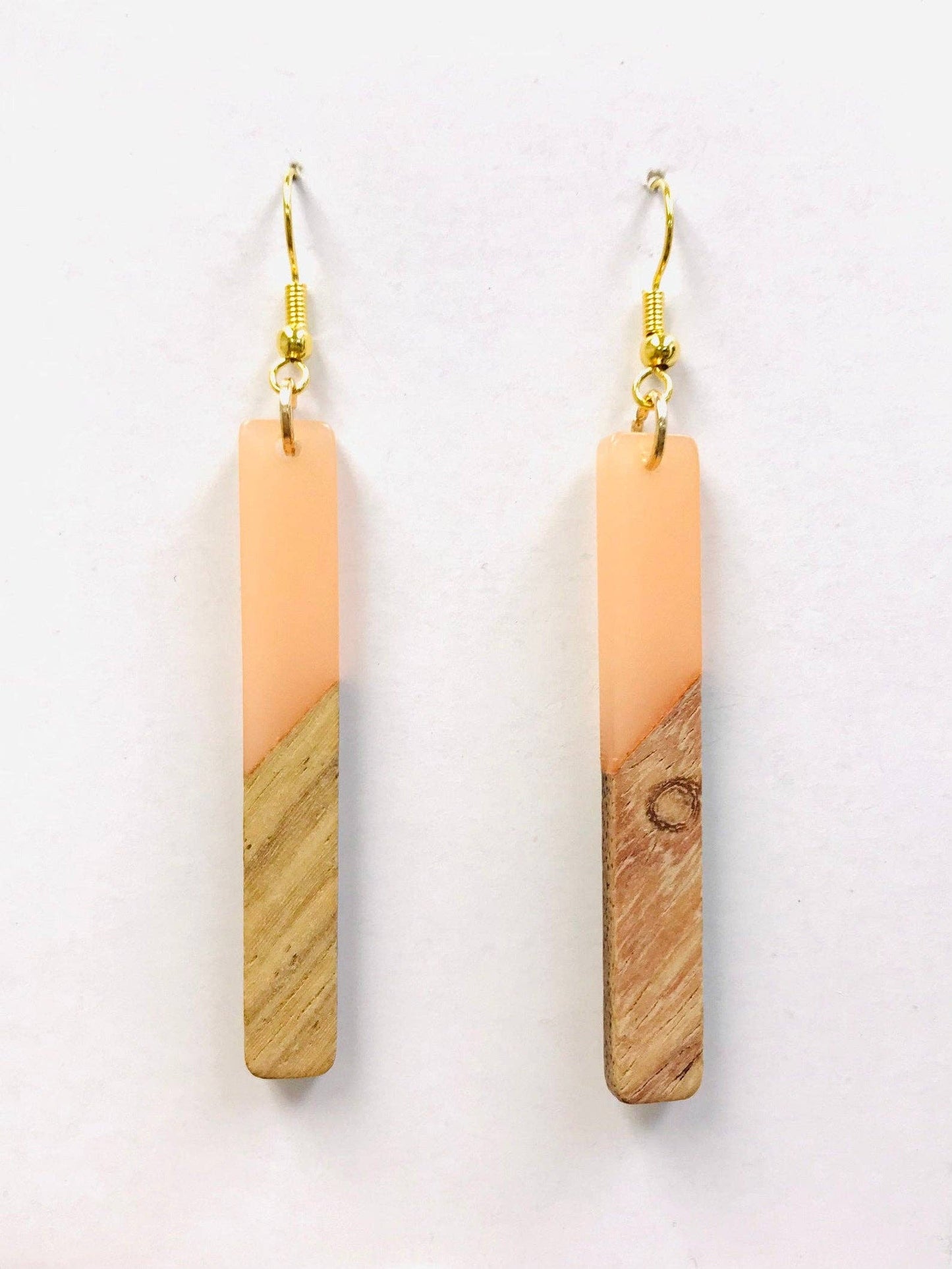 Resin Wood Bar Earrings