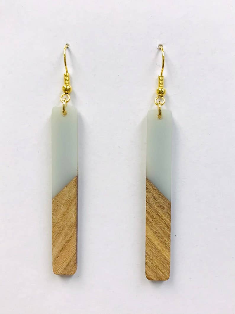 Resin Wood Bar Earrings