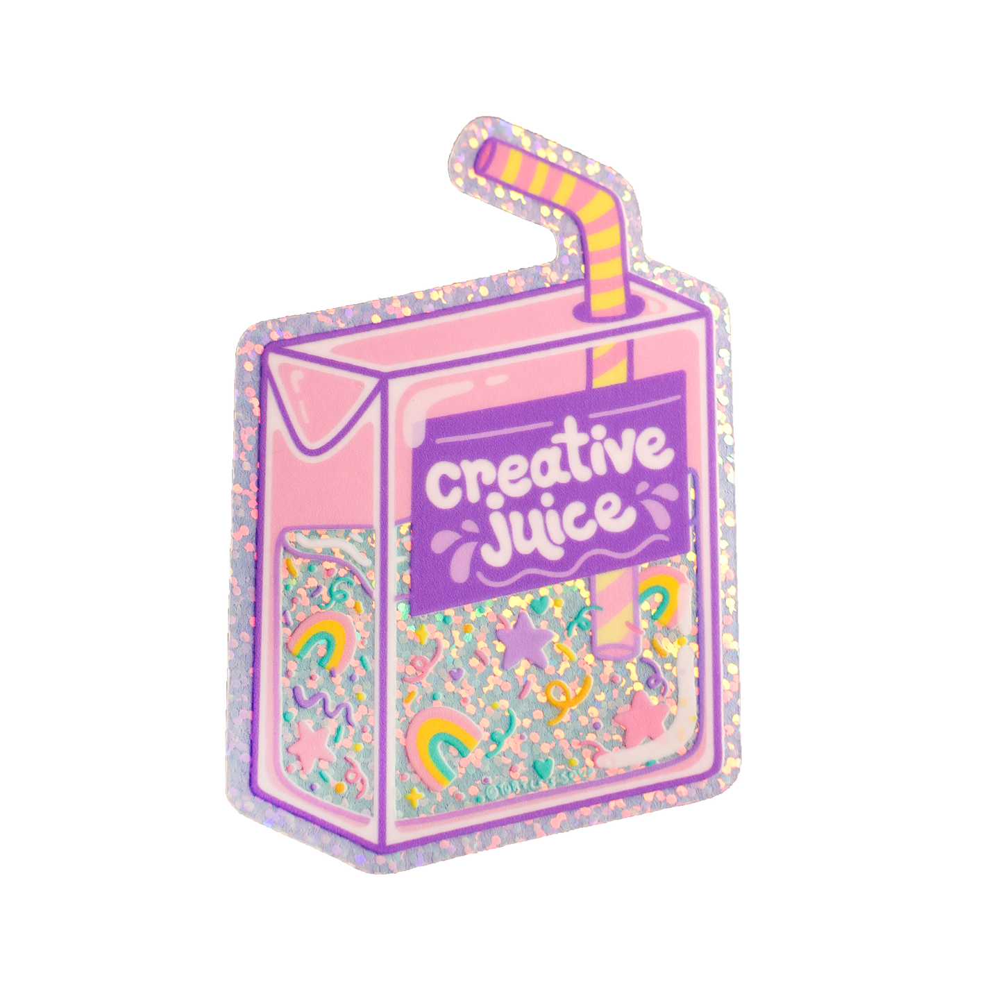 Creative Juice Box Vinyl Sticker (Glitter)