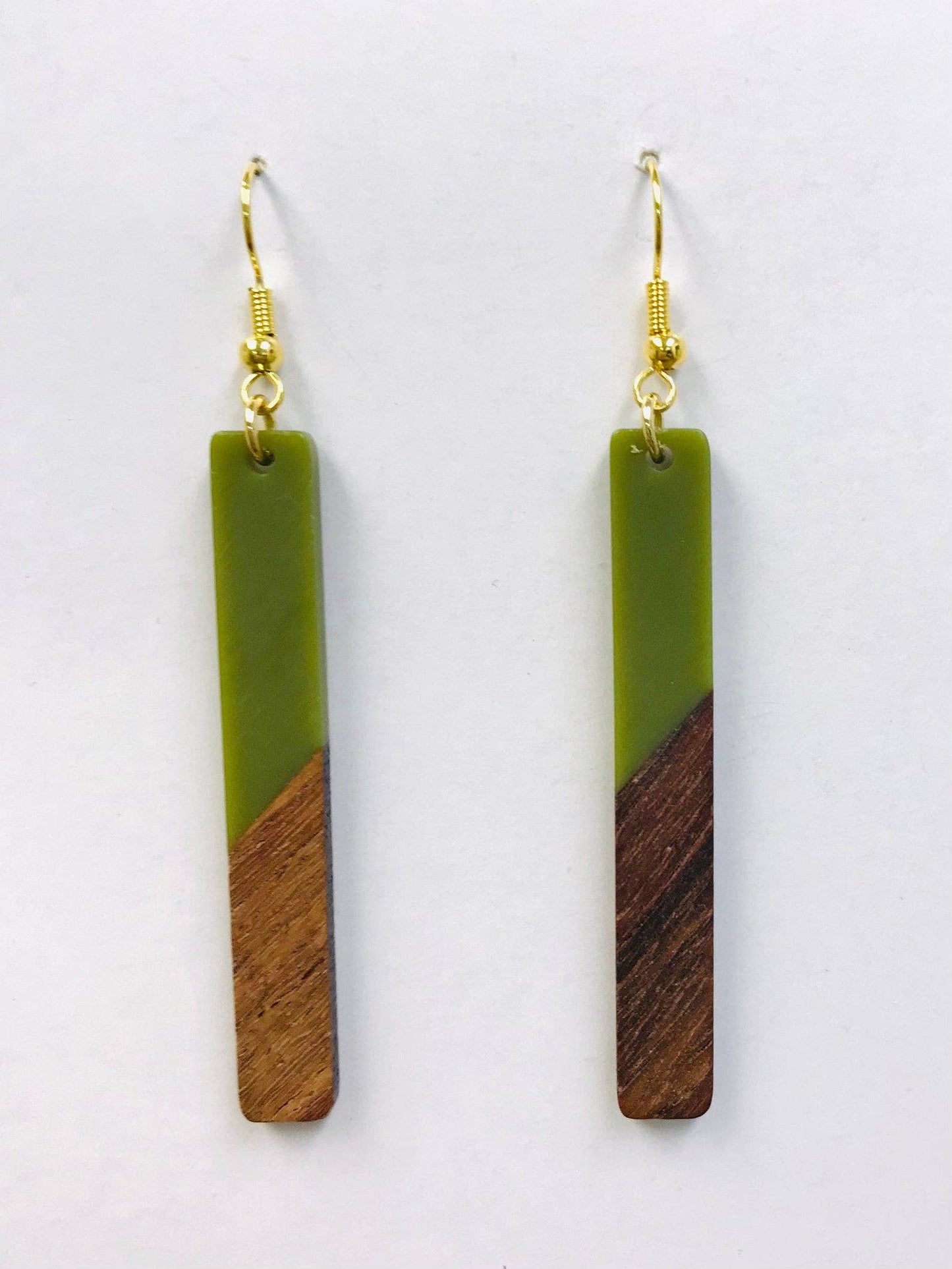 Resin Wood Bar Earrings