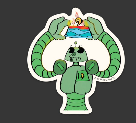 Amazeum 9th Birthday Robot Sticker