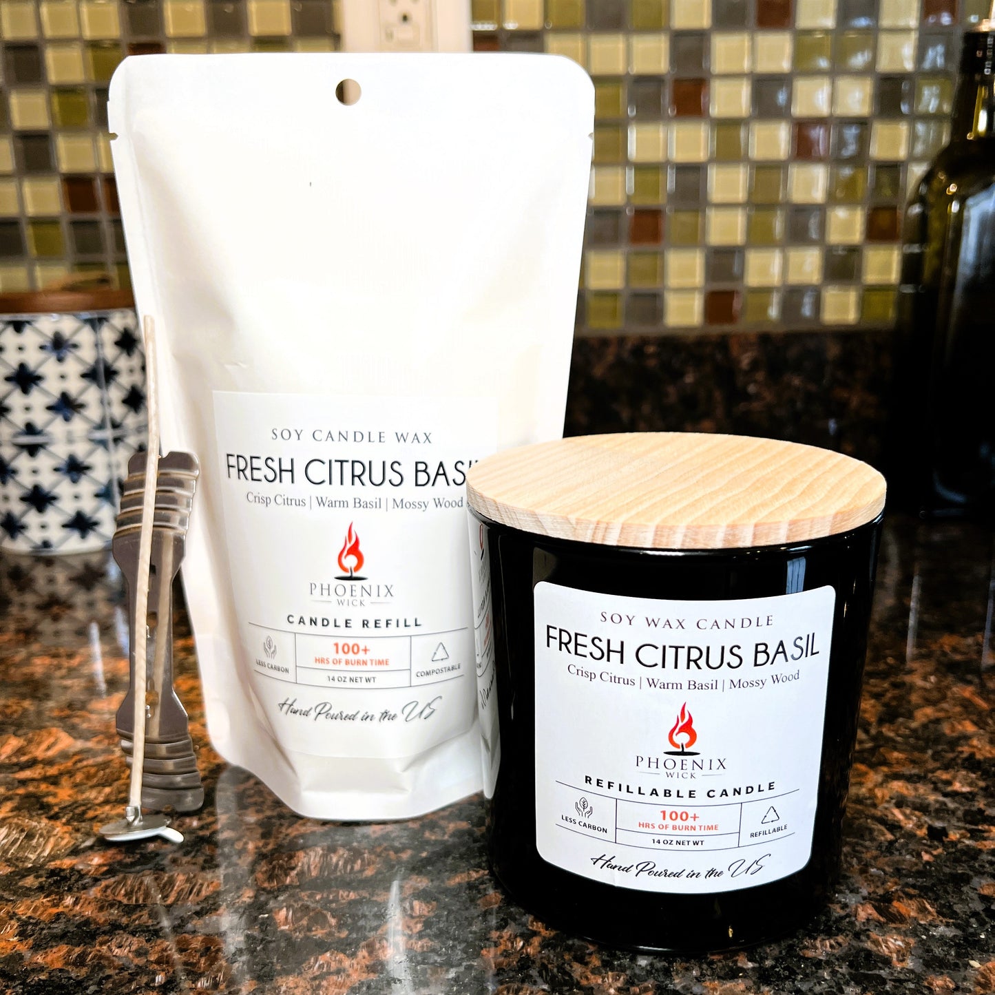 Fresh Citrus Basil - Candle-Making Kit + Jar