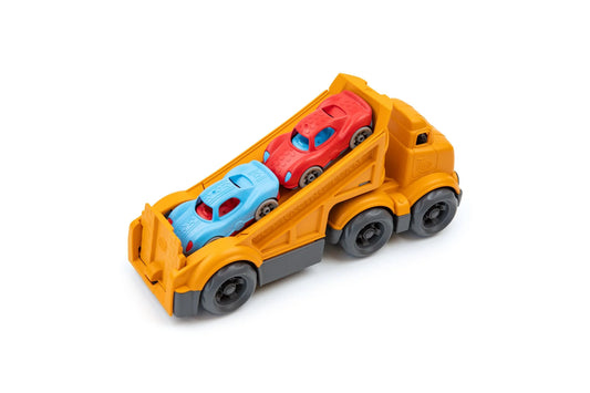 Green Toy Racing Truck with Two Racers