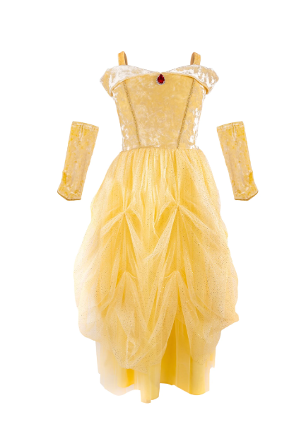 Velvety Soft Yellow Princess Gown with Arm Warmers