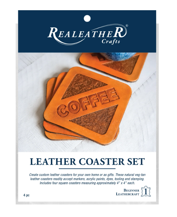 Leather Coaster Set, 4pk