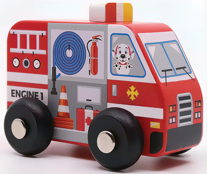 Fire Truck to the Rescue Toy Wooden Fire Truck