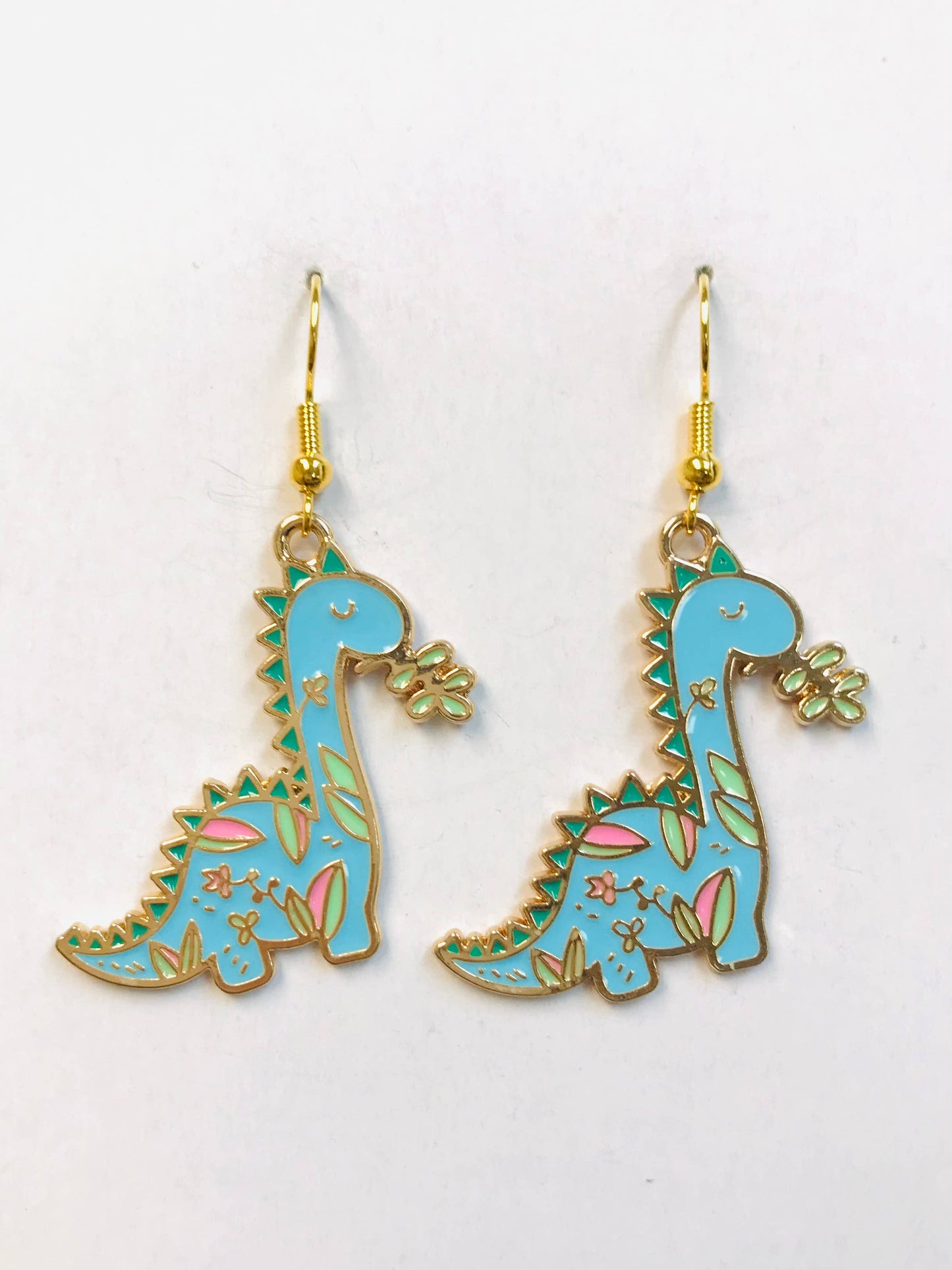 Dinosaur Flower Bush Enamel Earrings