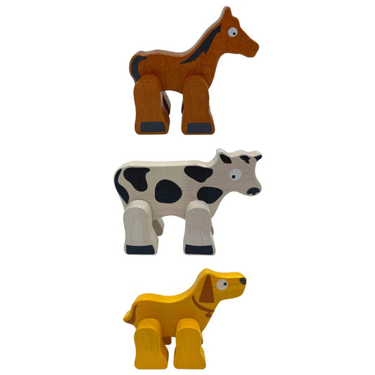 Wooden Posable Barnyard Animals