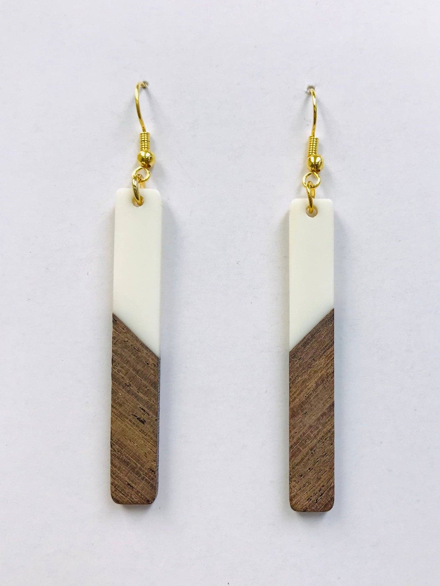 Resin Wood Bar Earrings