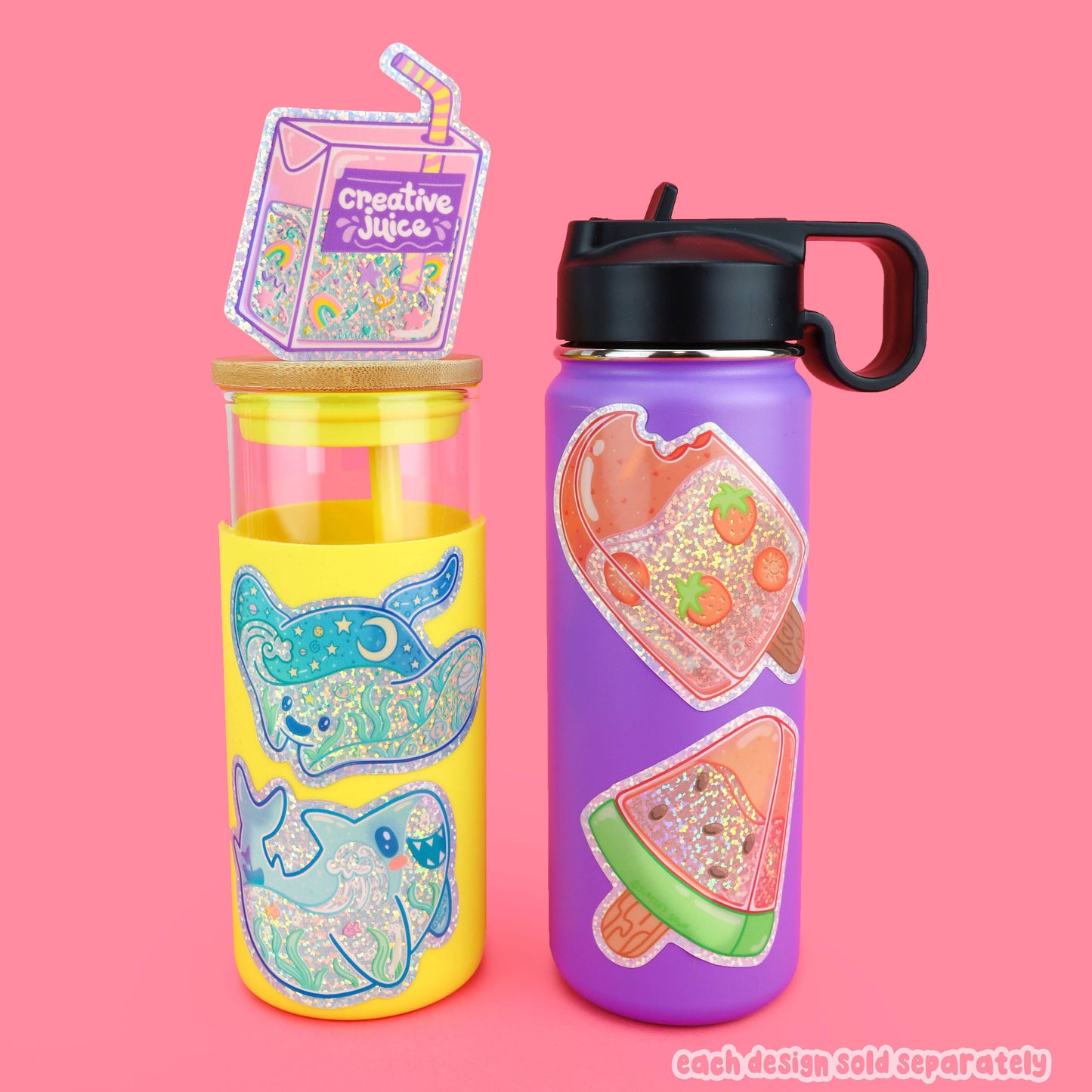 Creative Juice Box Vinyl Sticker (Glitter)