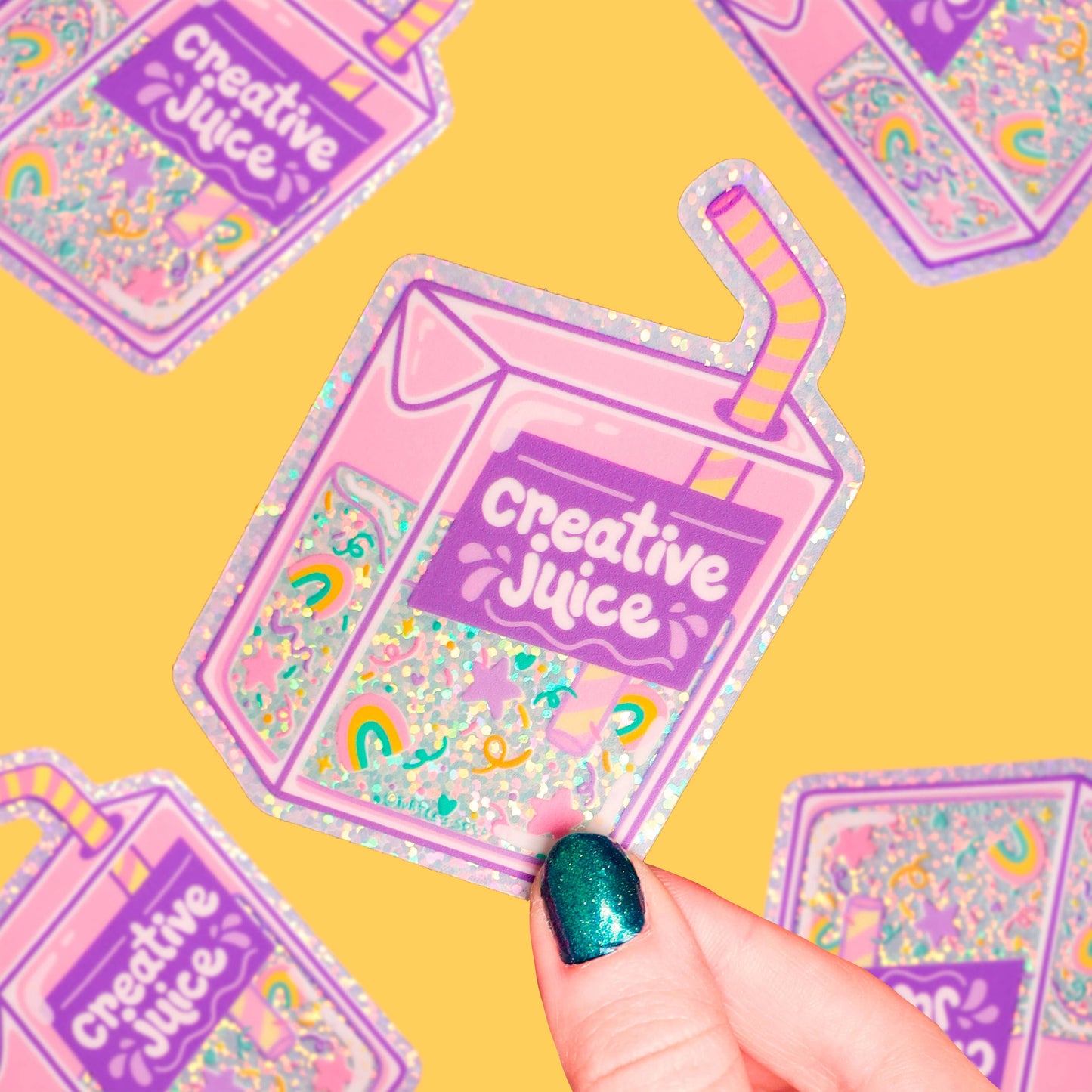 Creative Juice Box Vinyl Sticker (Glitter)