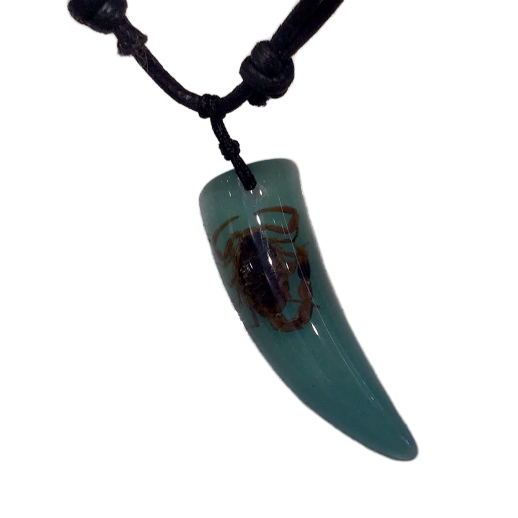 Glow In The Dark Tooth & Scorpion Pendant Necklace