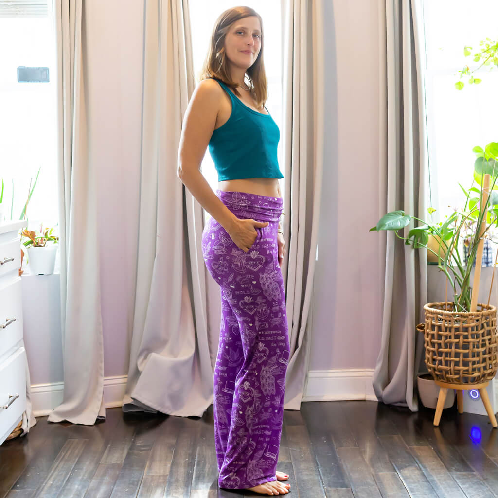 "Austen-tatious" Jane Austen Tattoos Foldover Straight Leg Lounge Pants with Pockets