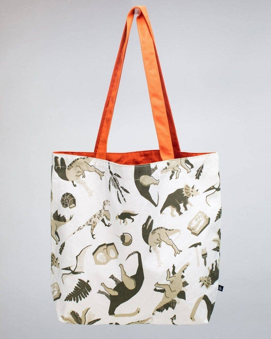 Retro Dinosaurs Canvas Shoulder Tote