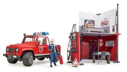 Bworld Fire Station w/ Land Rover Defender and Fireman