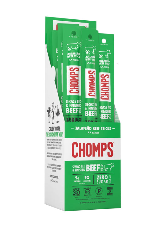 Chomps Grass Fed Jalapeno Beef - Pack of 24