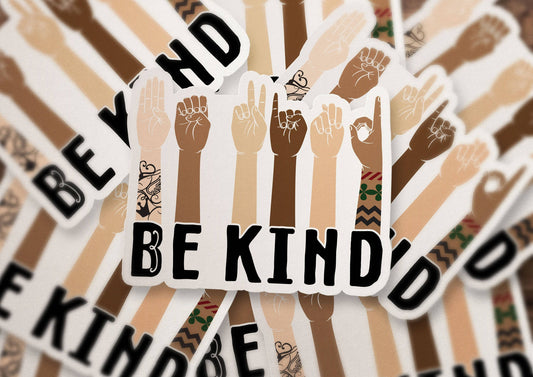 Be Kind Sign Language Waterproof Vinyl Sticker