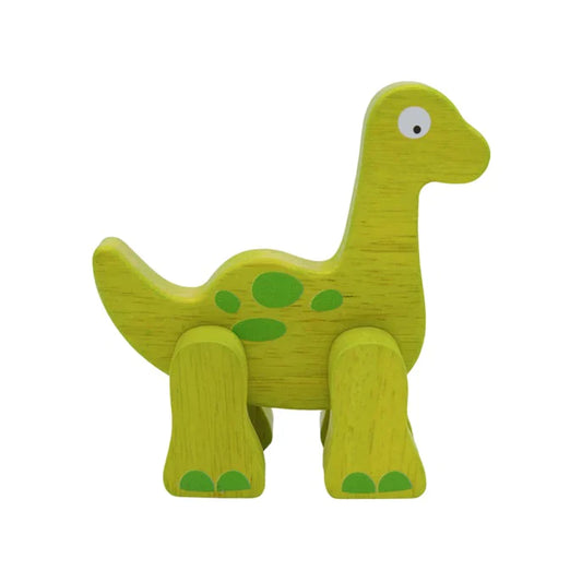 Lime green simple wooden dinosaur with legs that can swing