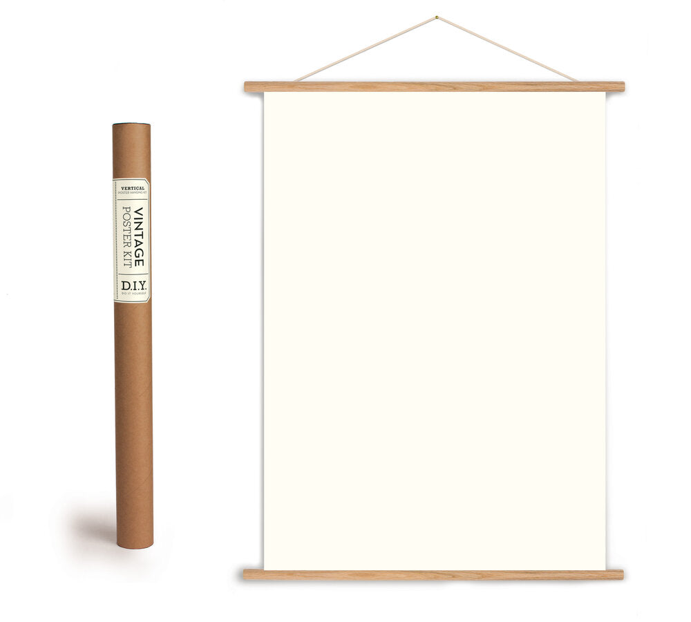 Poster hanging kit with wooden rods and twine string for hanging