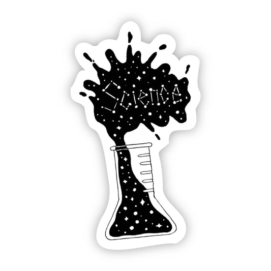 Science Beaker Sticker Black & White