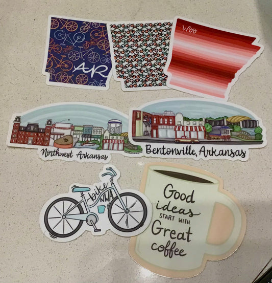 Arkansas Silhouette with Bikes Sticker